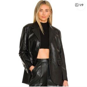 sndy black leather blazer size 4/small